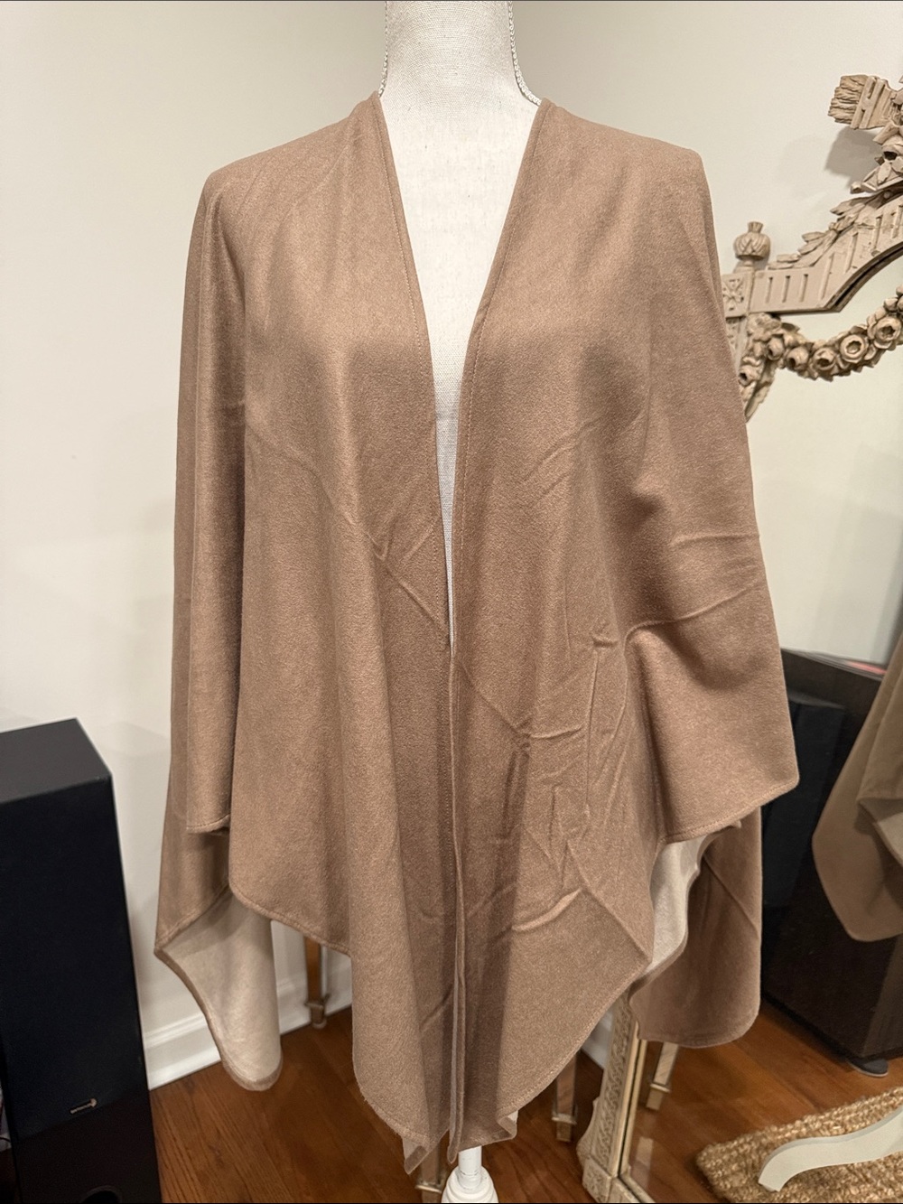 Women's Camel Open-Front Poncho Wrap